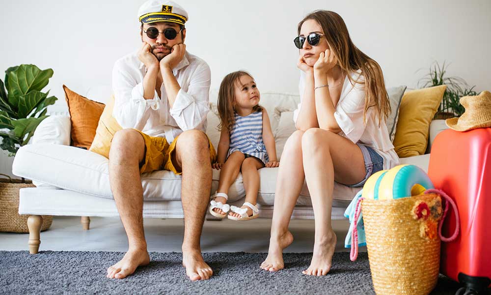 sad family on vacation