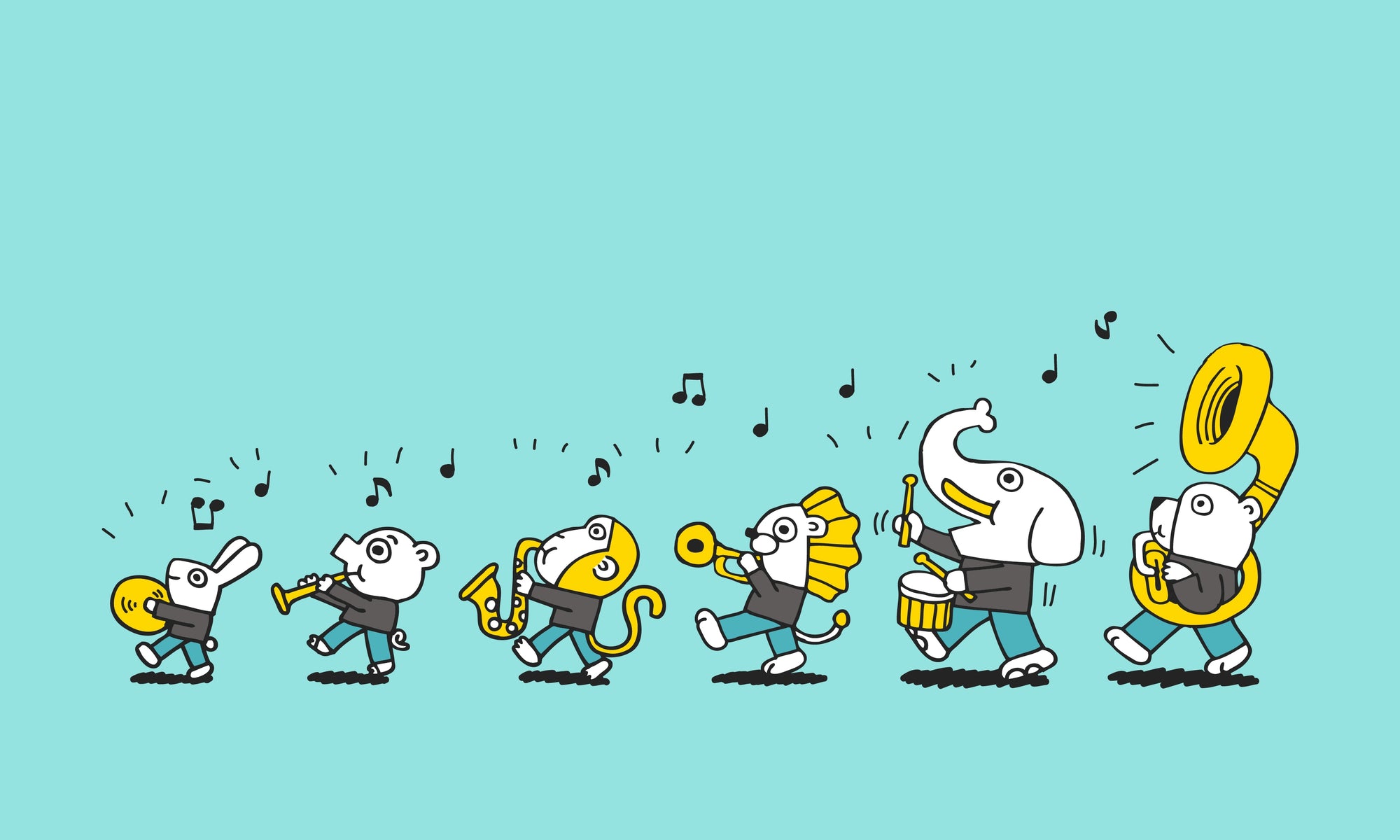 animal musicians vector Illustration