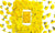 mobile phone with yellow flowers wallpaper surrounded by yellow dandelions flowers