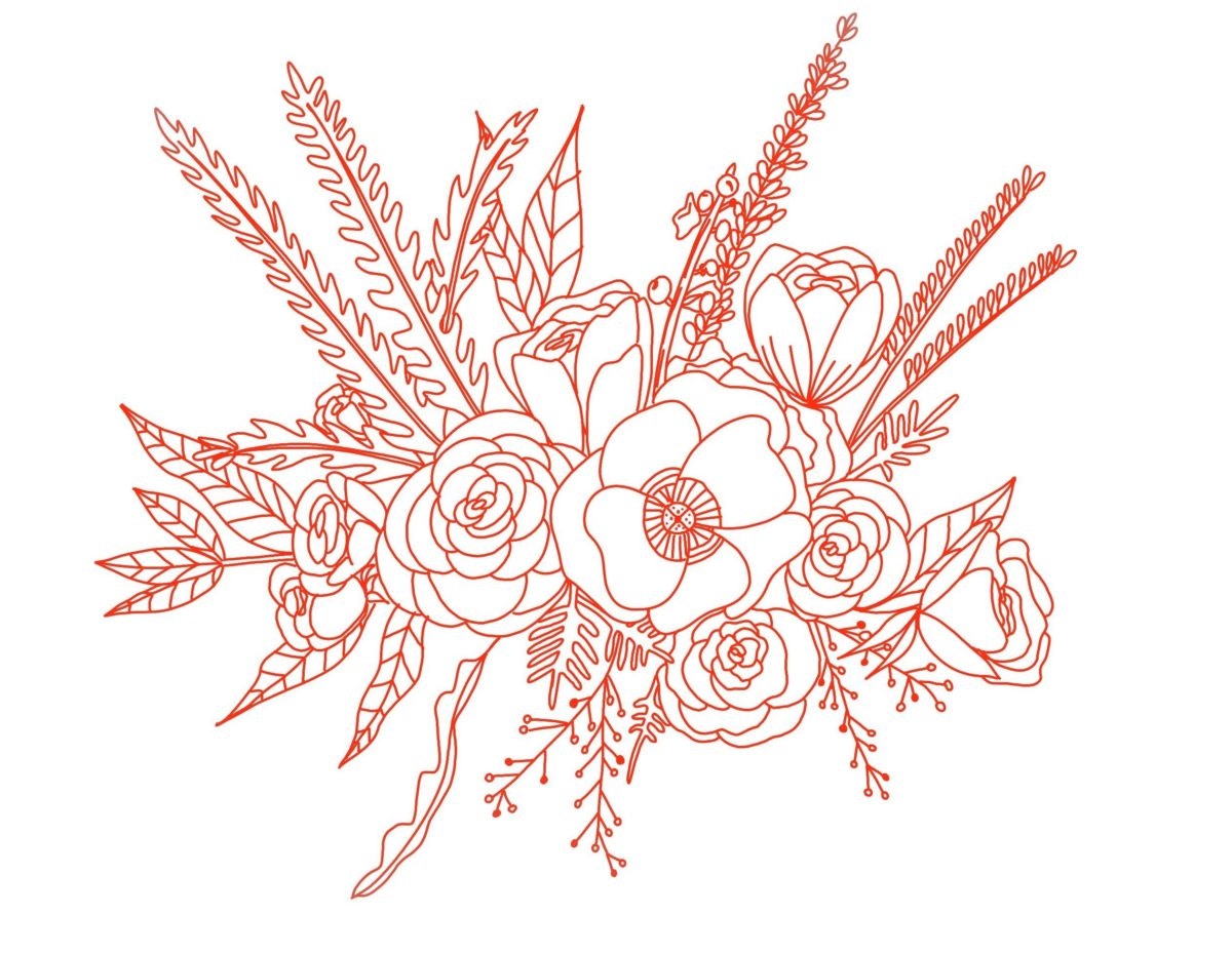 sketch of a Flower bouquet