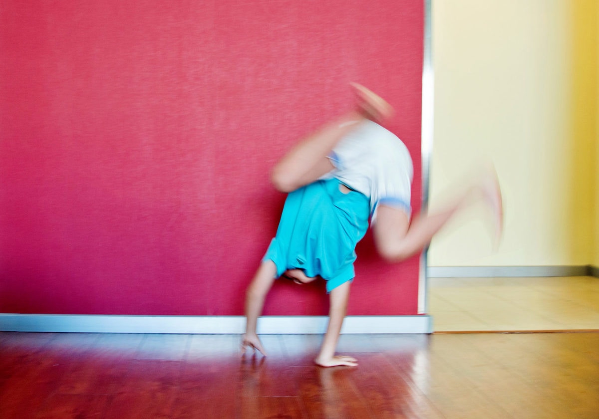 A baby doing cartwheel