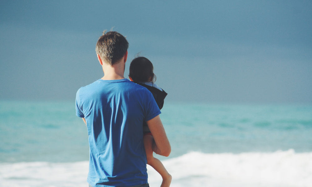 father and daughter and the beach