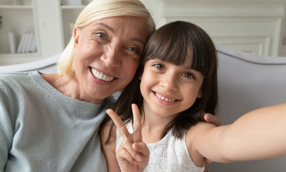 granddaughter and grandmother take selfie