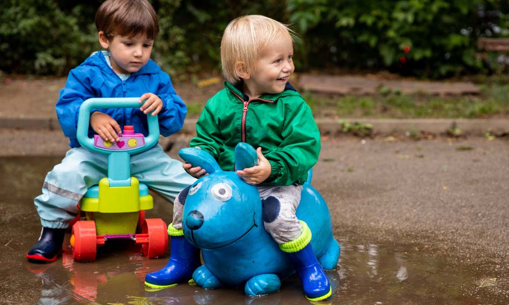 kids playing in rain